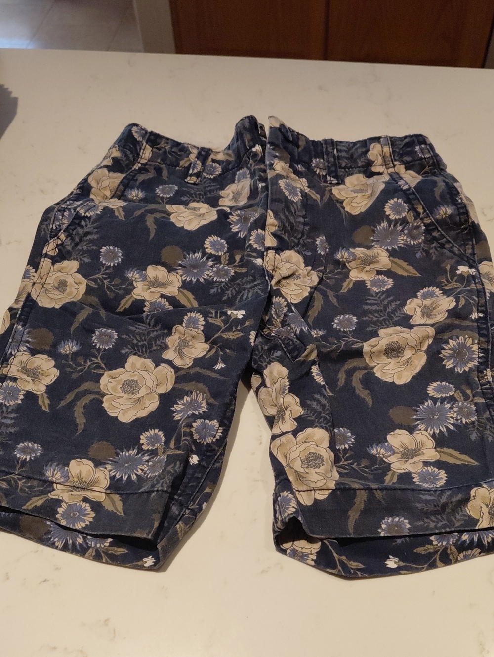 Navy Floral Cotton Shorts